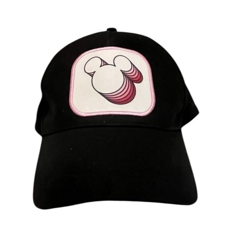 Disney Mickey Mouse Baseball Hat Black White Patch Embroidery - Adjustable Cap